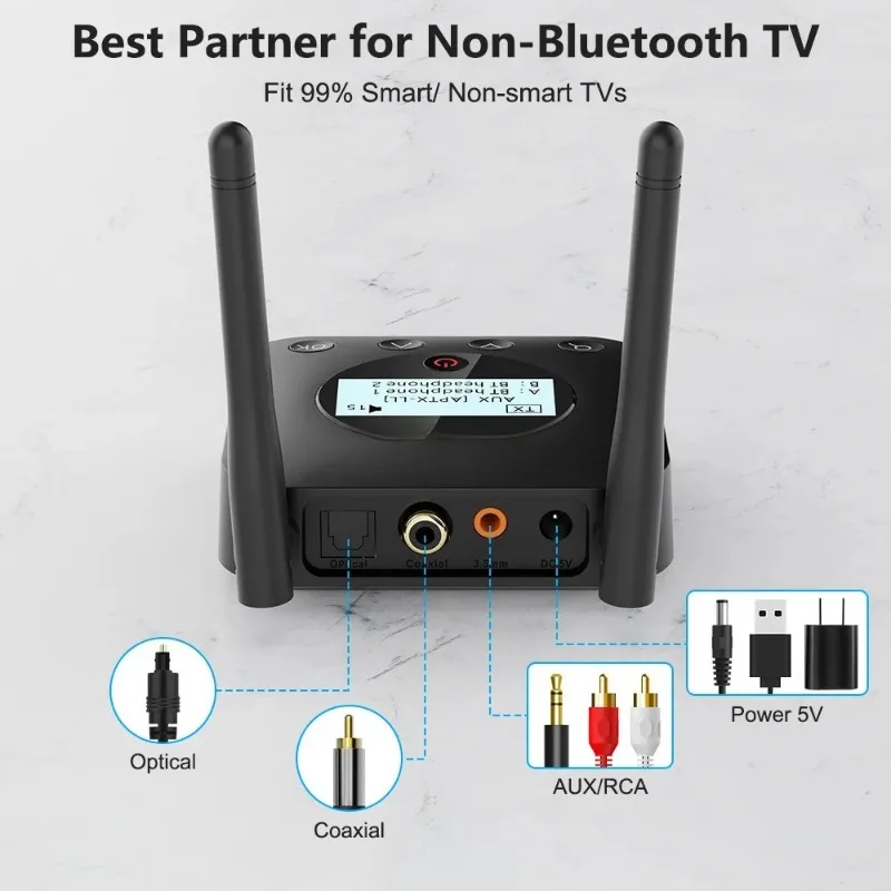 1Mii B06TX+ Bluetooth 5.2 Transmitter Aptx LL/HD/Adaptive,3.5mm AUX Bluetooth Adapter for PC/TV/Home Stereo,Plug n Play【Update】
