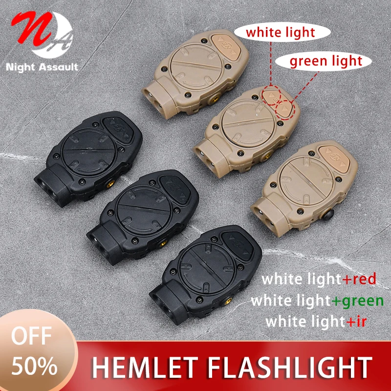 

Tactical Mini Helmet Light White Green Red IR Signal Flashlight Airsoft accesories Hunting Weapon Gun Scout Light Fit 20mm Rails