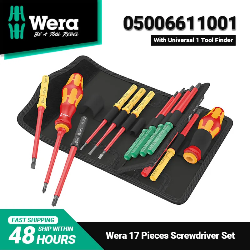 WERA 05006611001 Screwdriver Set Kraftform Kompakt VDE 17 Universal 1 Tool Finder 17 Pieces Easy Operation and Long Service Life