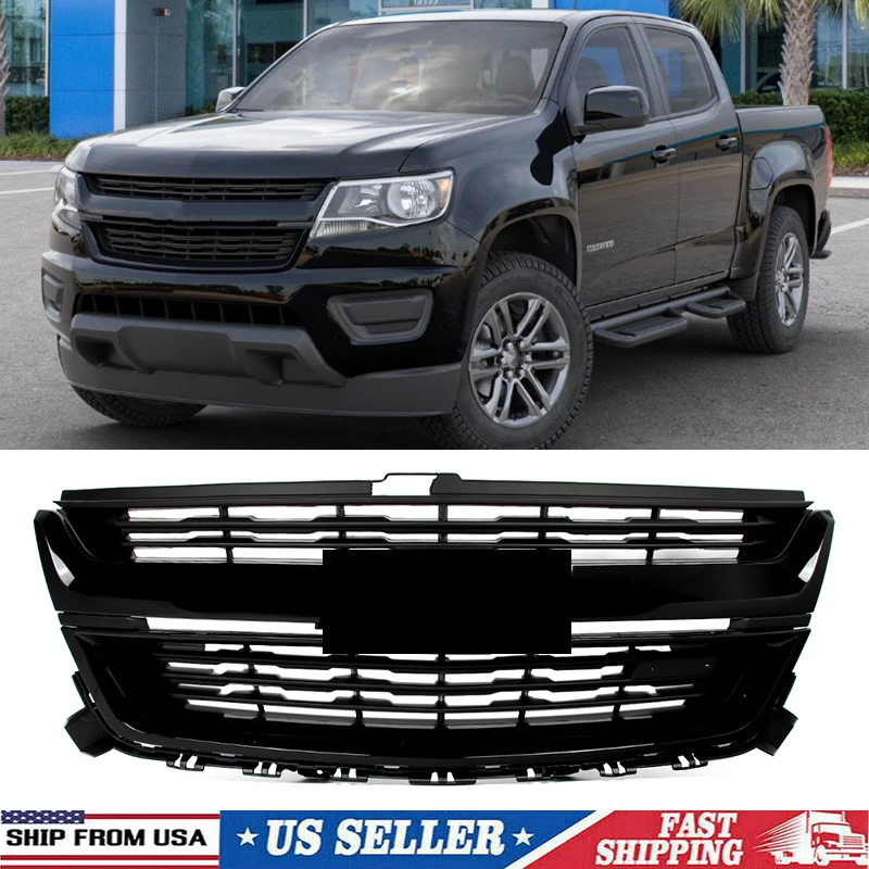 Magickit Car Front Bumper Grille Air Inlet Grill For Chevrolet Colorado Z71 2015-2020 Modified Grill Accessories Glossy Black