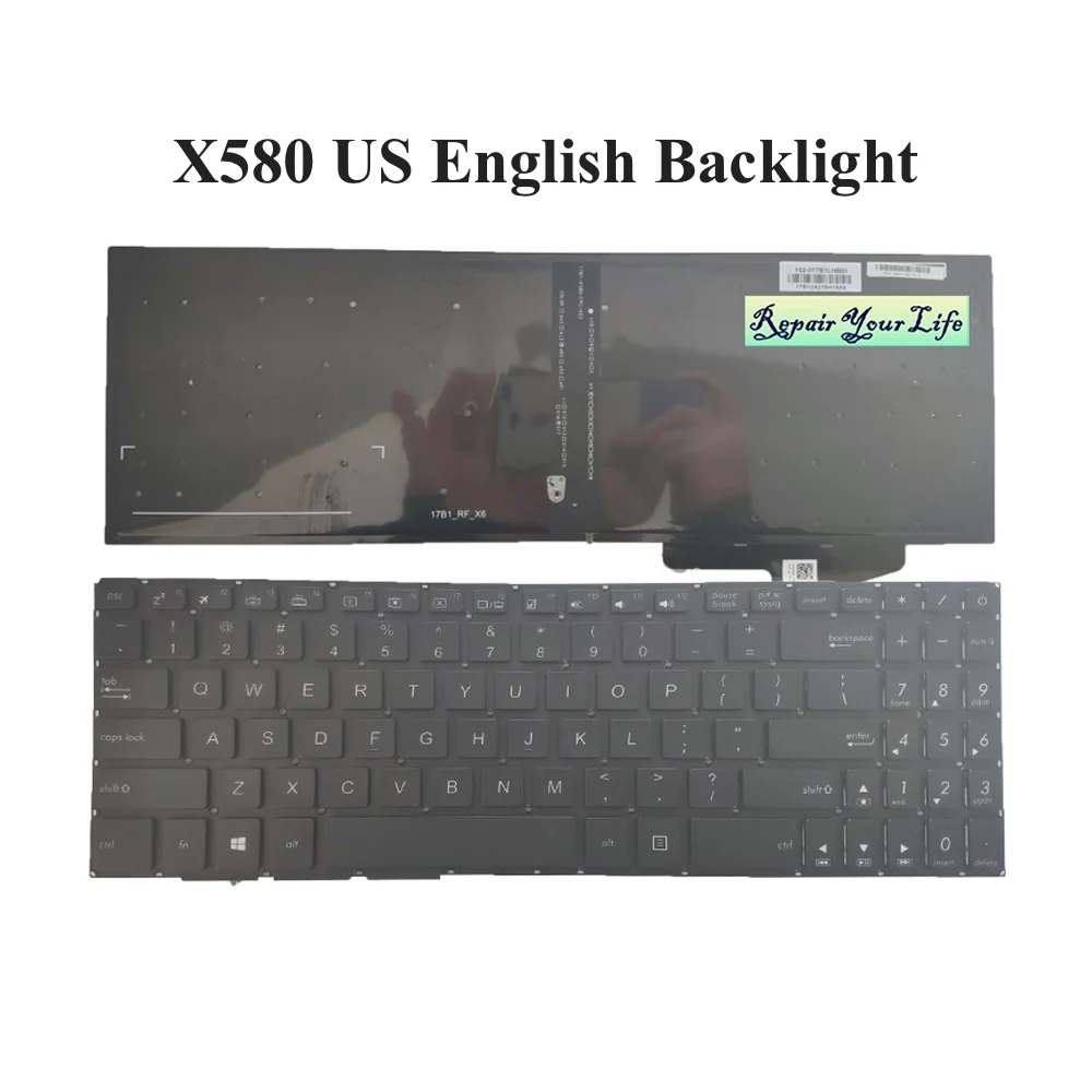 US angielski rosyjski Latin podświetlana klawiatura dla Asus VivoBook X580VD N580V X580 N580 RU LA klawiatura laptopa 0 knb0 5600RU00 — zdjęcie 6