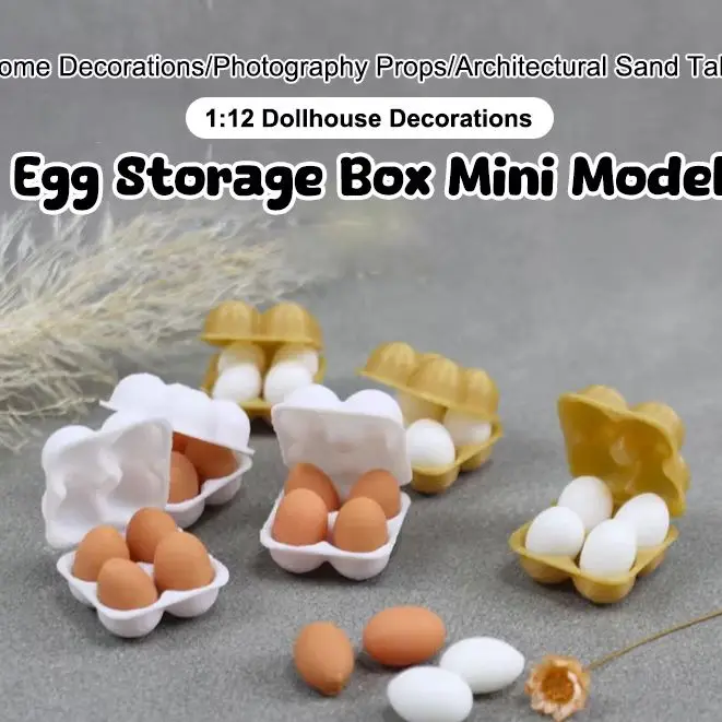 Nouveau 1:12 maison de poupée Miniature Simulation oeufs plateau à oeufs boîte à oeufs cuisine modèle alimentaire pour jouet scène de vie maison de poupée décor accessoires