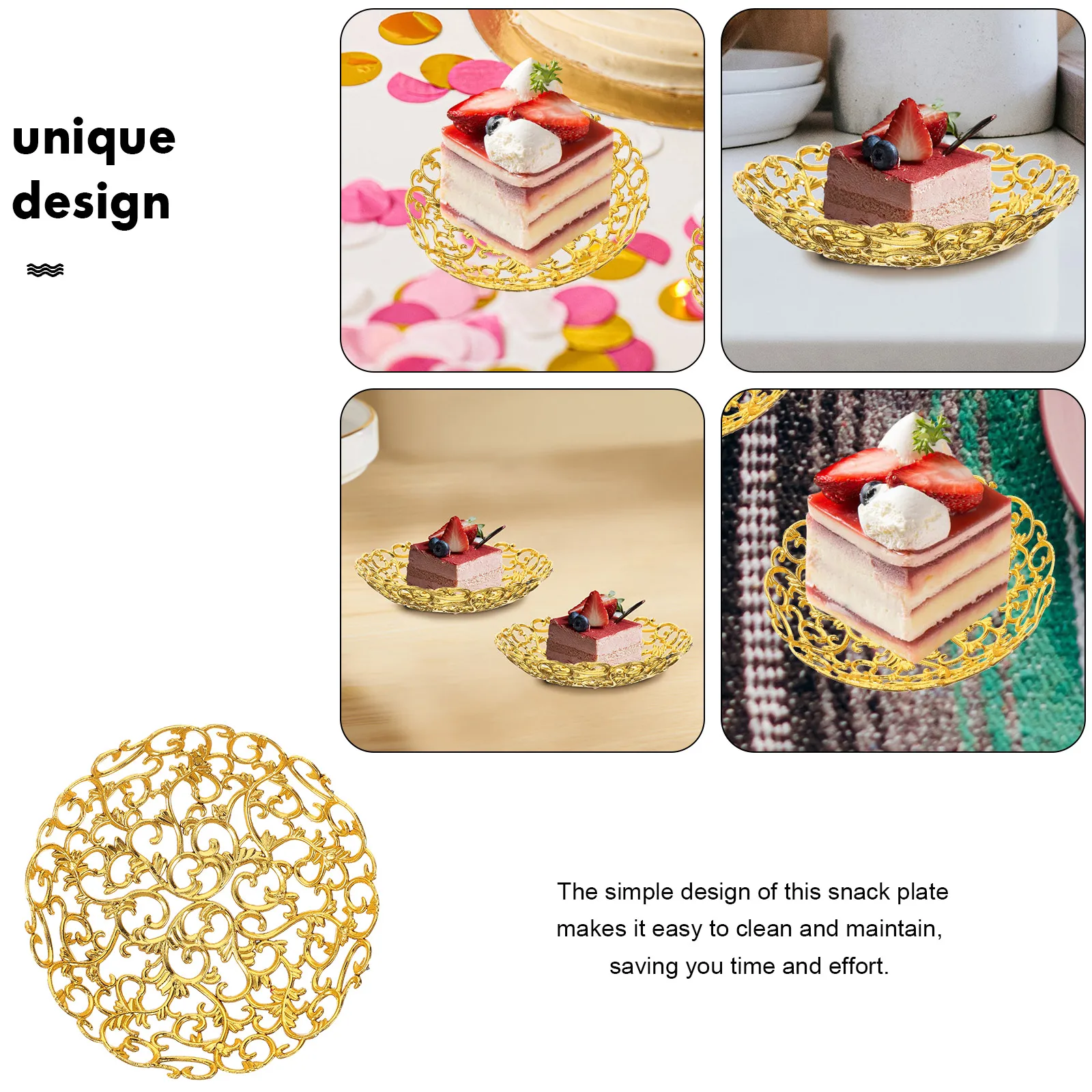 

12pcs Golden Cake Tray for Eid Ramadan Dessert Food Storage Home Decor Serving Bowls Plastic Kitchen Accessories