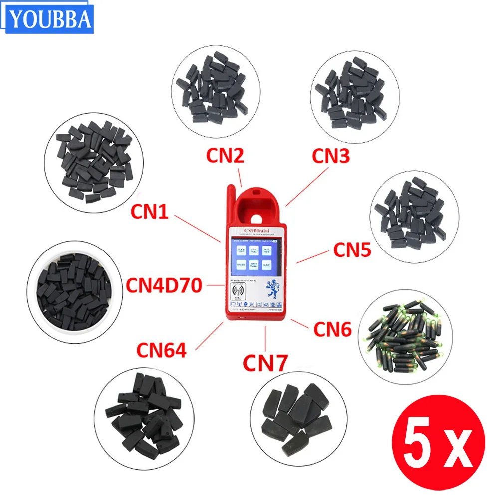 YOUBBA 5PCS/Lot CN1 CN2 CN3 CN5 CN6 CN7 CN4D70 Car Key Clone 4C 4D ID46 G ID48 8A Copy Chip for CN900 ND900 MINI Key Programmer