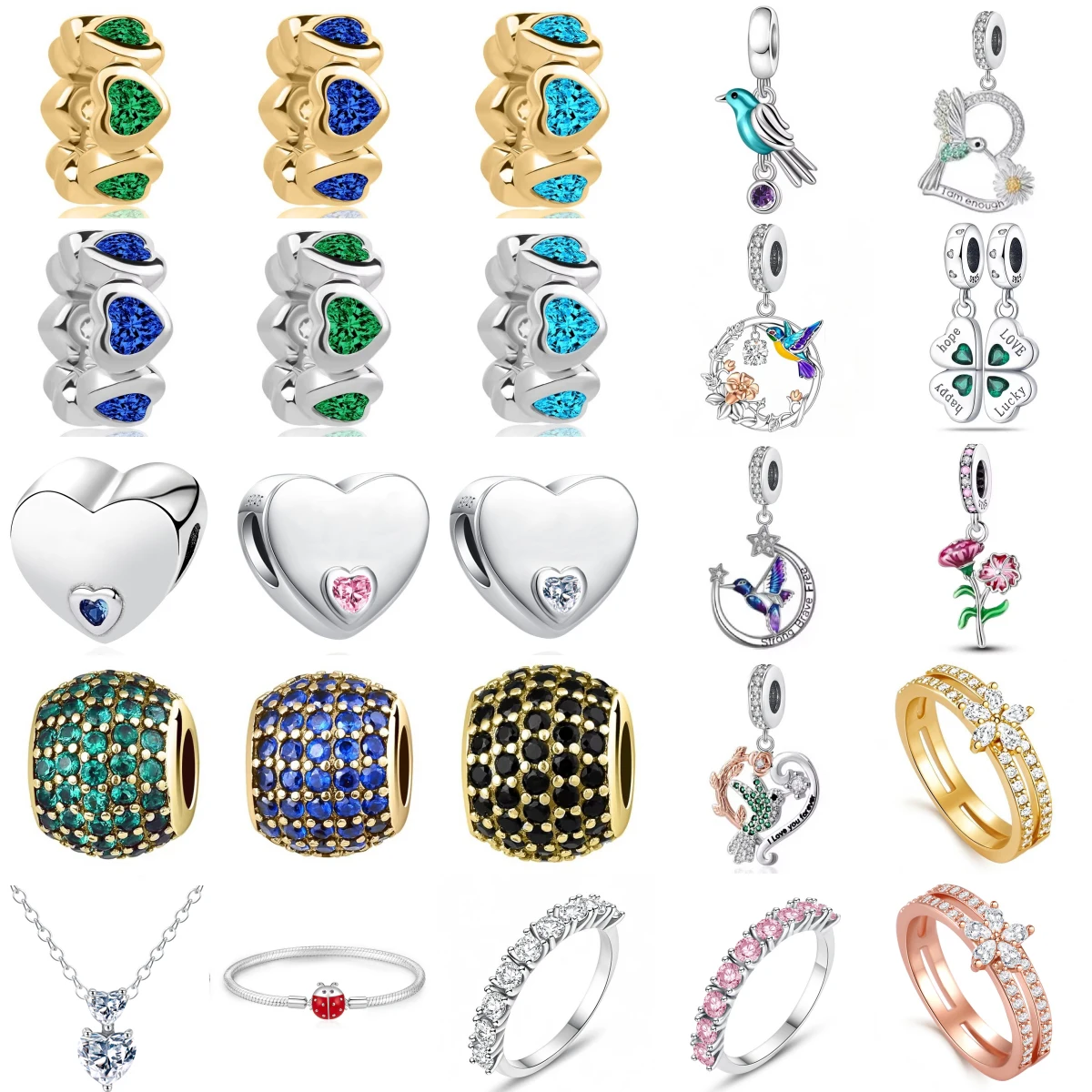 

НОВЫЙ Шарм из стерлингового серебра 925, подходит для оригинального браслета, аксессуары, женские украшения, ранняя весна, лесная серия, сорока, розовые цветы