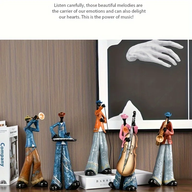 Creative Band Ornaments, Musical Instrument Model, Living Room Entrance Study Room TV Cabinet Art Resin Decoration Desktop Decor