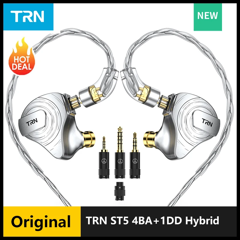 

TRN ST5 4BA+1DD Hybrid Hanging In Ear Headset 10 Drivers Unit HIFI DJ Monitor Earphone Earbuds Noise Cancelling For BAX Kirin