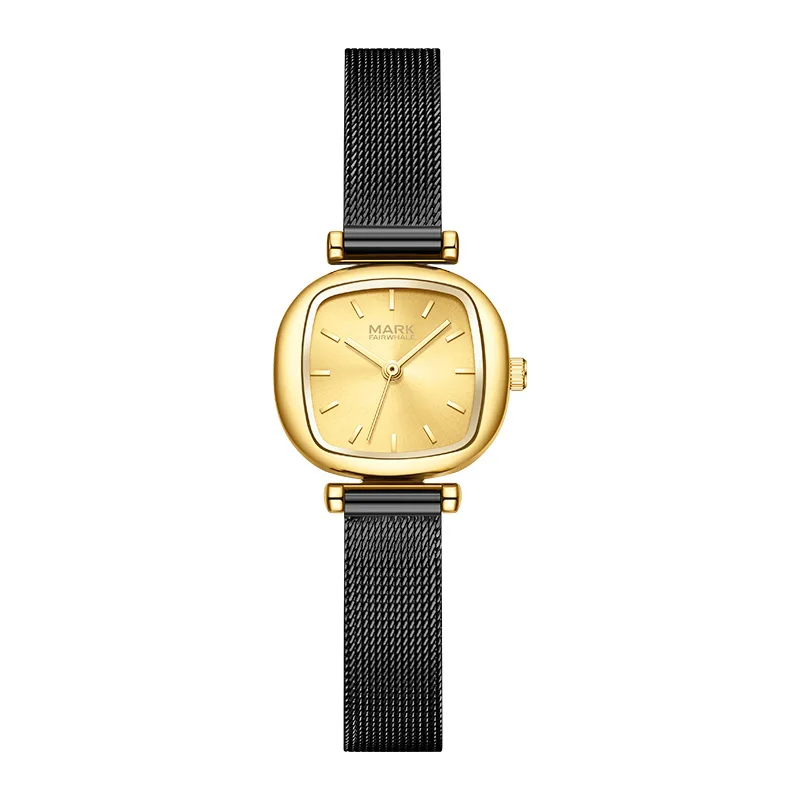 Minimalist New Square Quartz Watch for Women with Sugar Cube Steel Band and Elegant Waterproof Fold Clasp