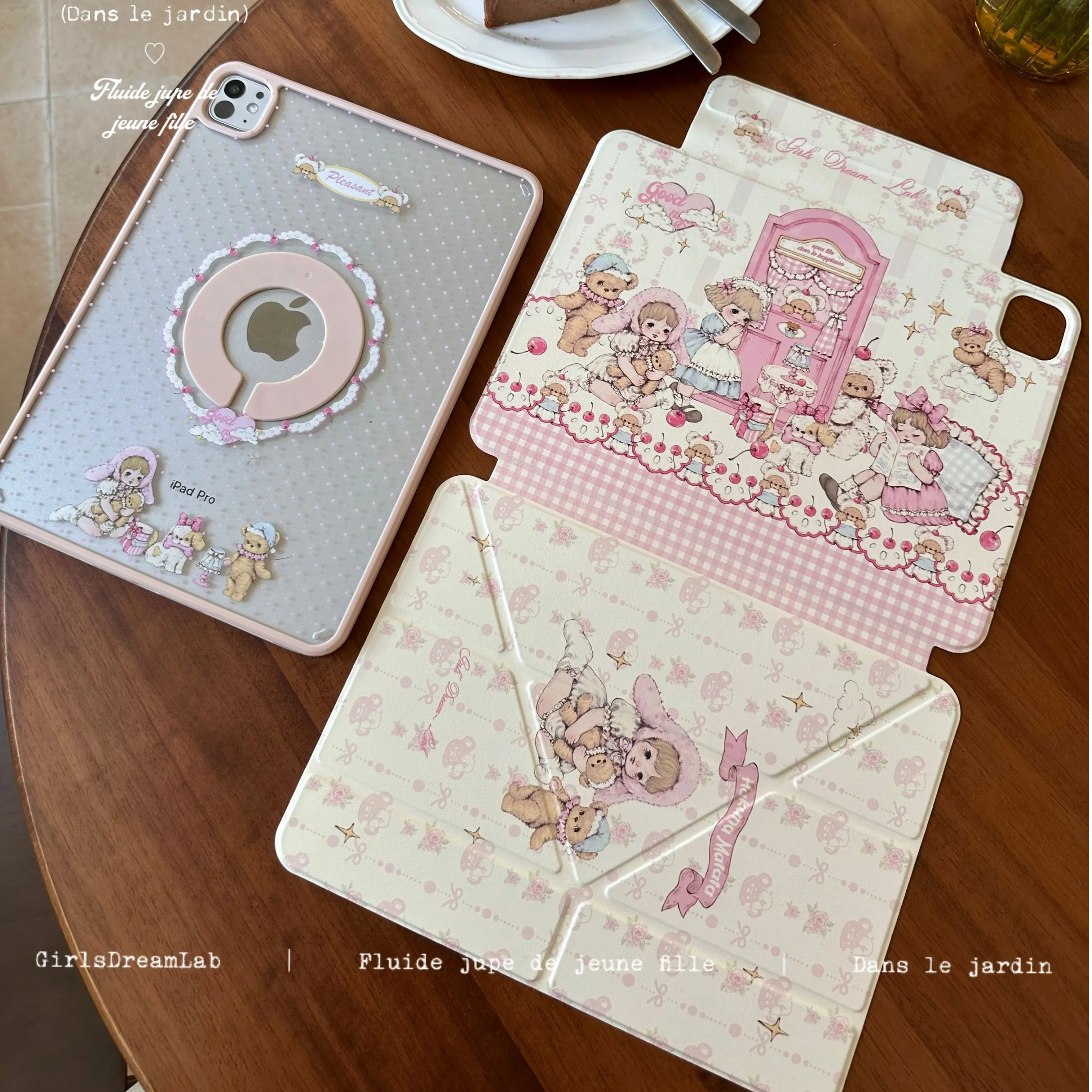 Pink Bear Baby Girl Y2K Tablet Case For iPad Pro 11 13 M2 M4 M3 9.7 10.2 5/6th 7/8/9/10/11th Mini 6 7 Air 3 4 5 6 Cover