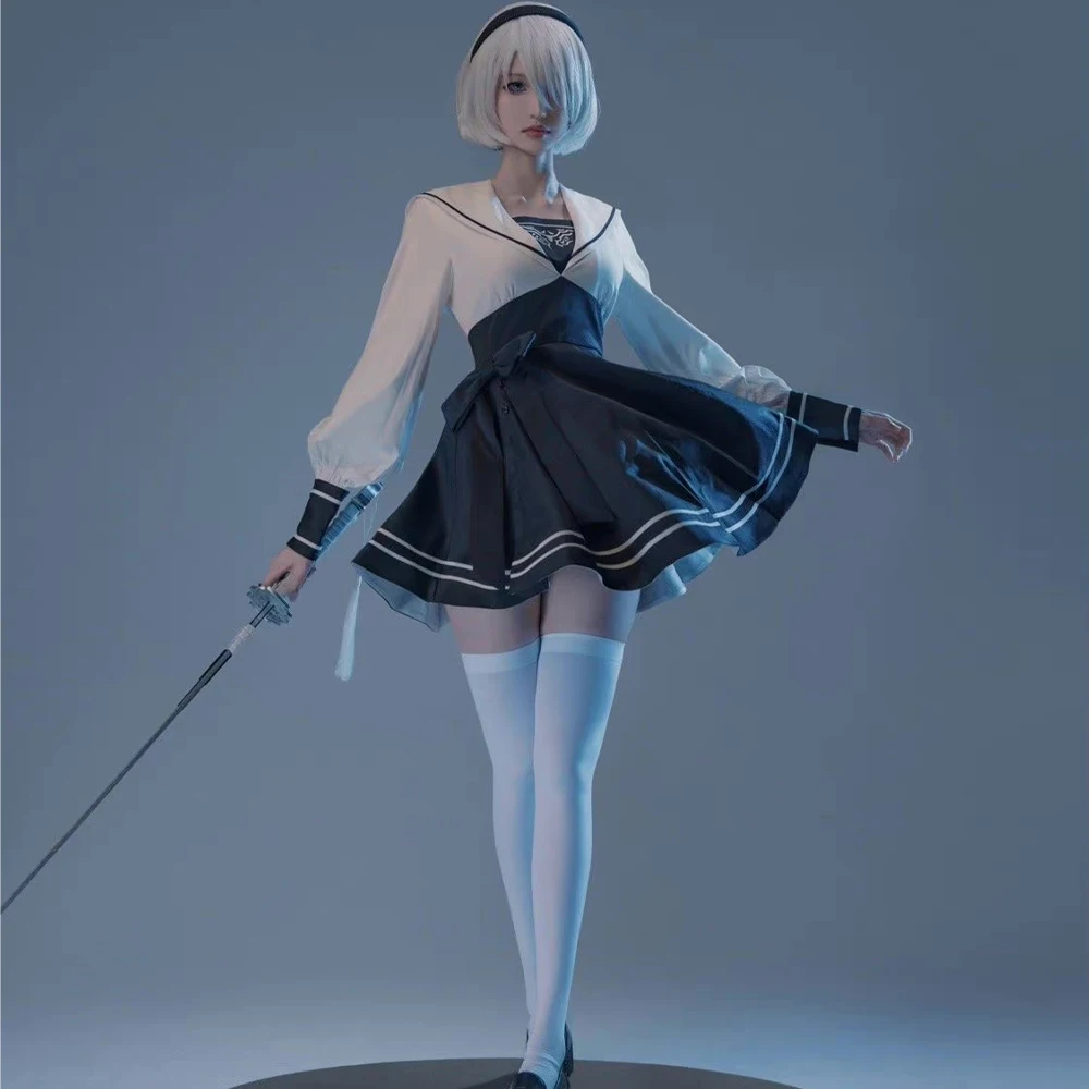 Nier Automata Cosplay Costume Yorha 2B Sailor suit Sexy Outfit Games Suit Women Role Play Girls Halloween Party Fancy Dress