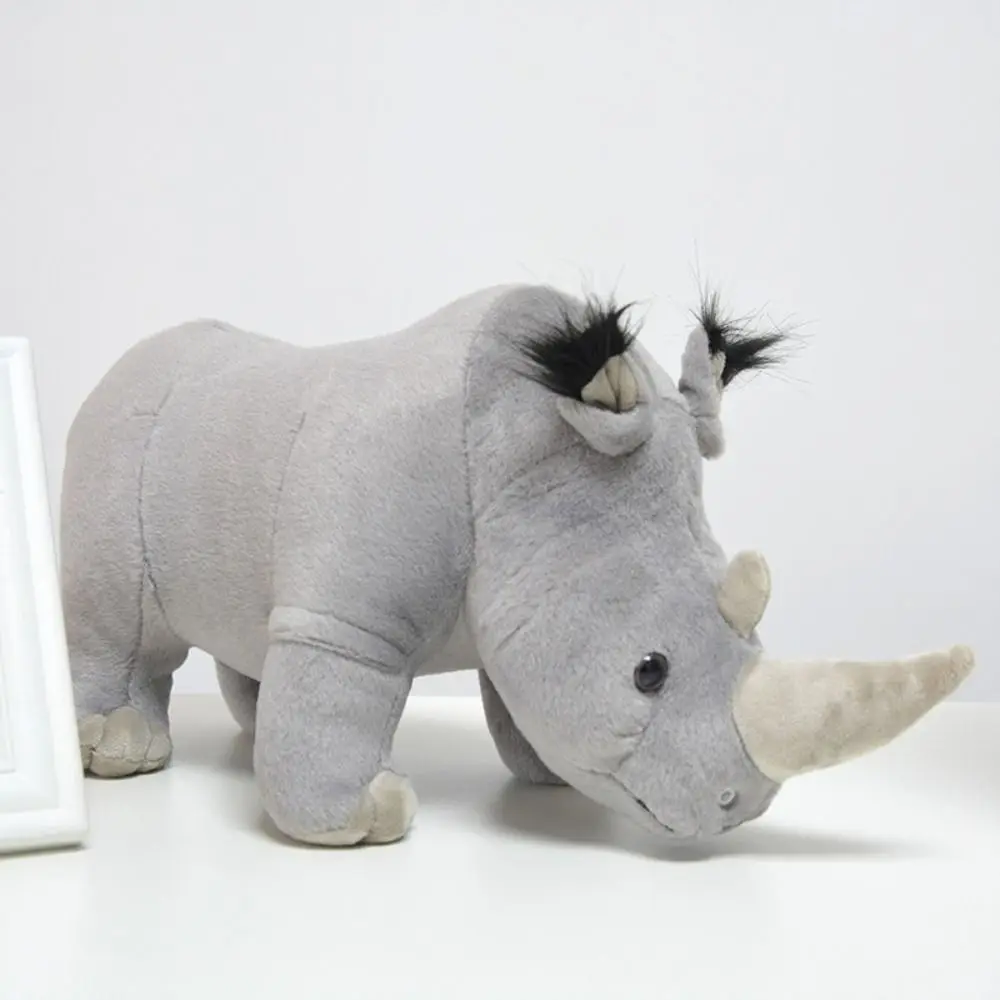 Wild Animals Rhinoceros Plush Toy Stuffed Animals Realistic African Rhinos Doll Lifelike Soft Pillow Stuffed Rhinoceros Doll