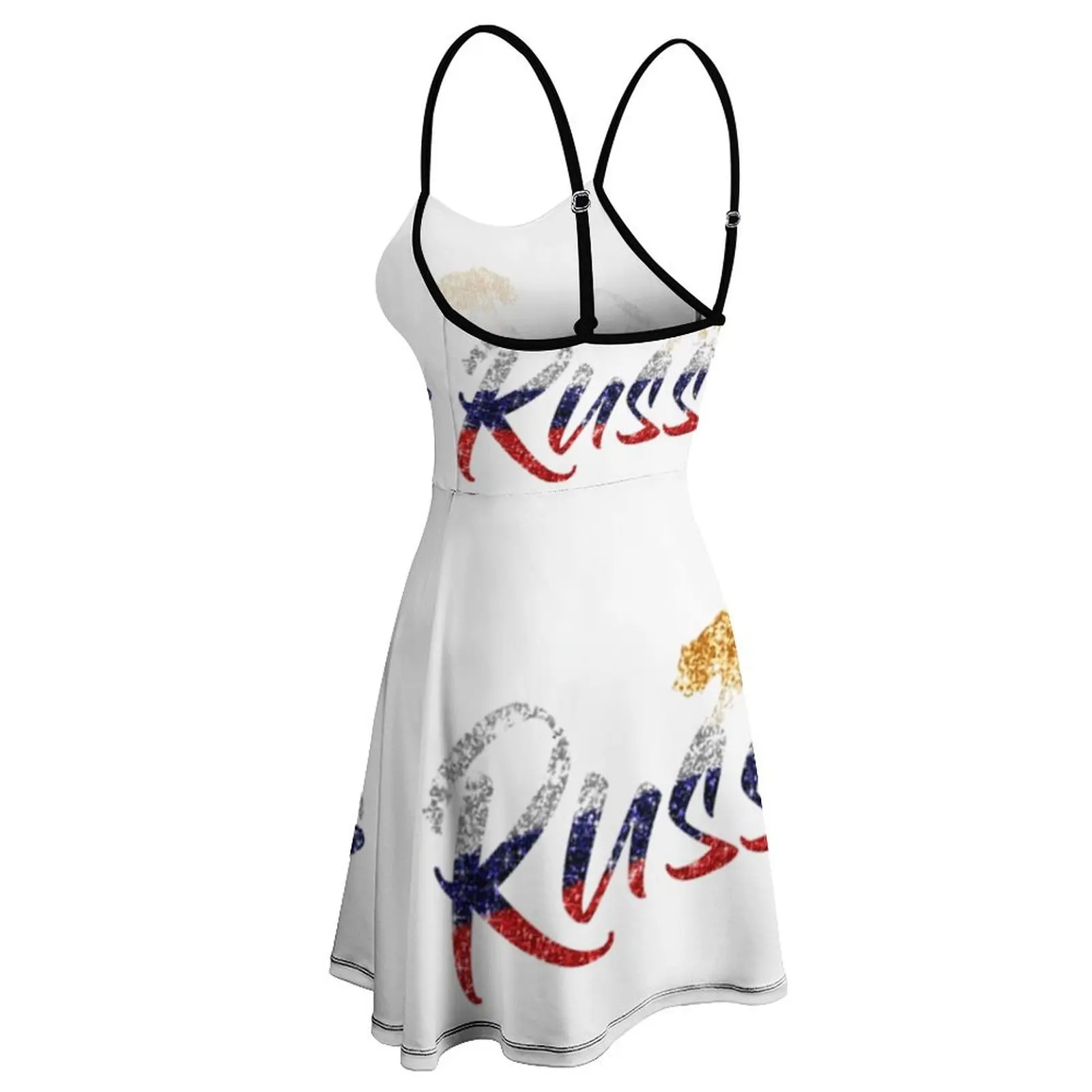 Russia Flag Calligraphy Golden Bear Cute Sexy Woman's Clothing Women's Sling Dress Humor Graphic  Parties Dresses