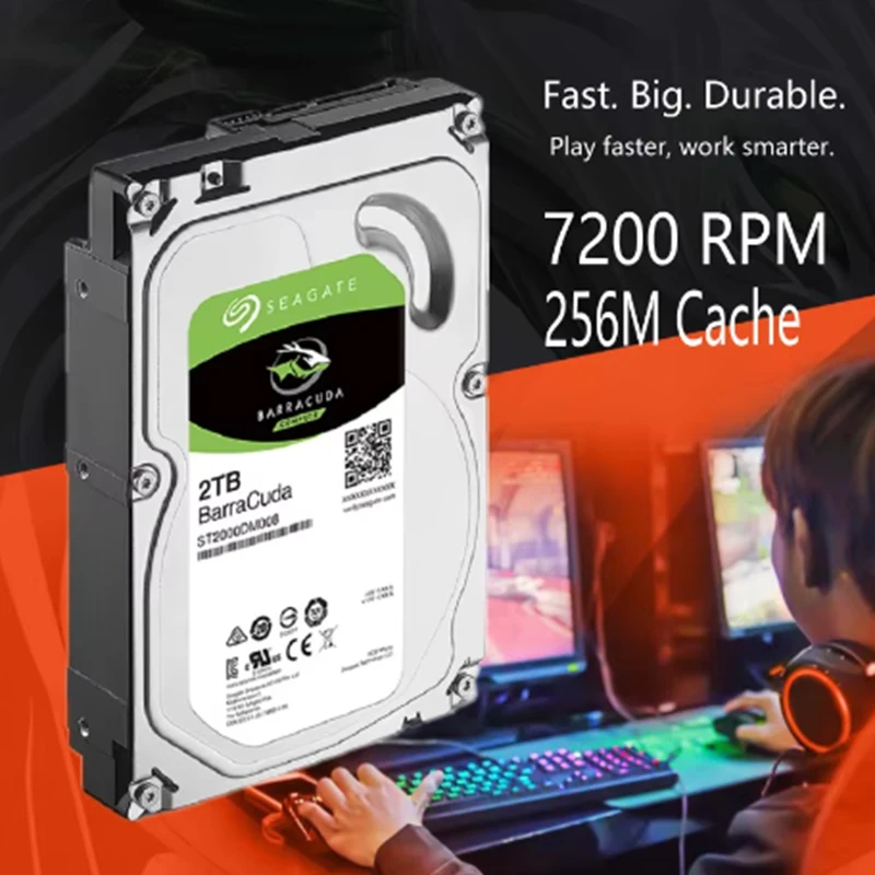 Seagate PC 컴퓨터용 하드 드라이브 디스크, HDD 데스크탑 내장 HD 2000GB 하드 디스크, 7200RPM, 256M 캐시, 3.5 인치, 6 Gb/s 캐시, SATA III, 2TB