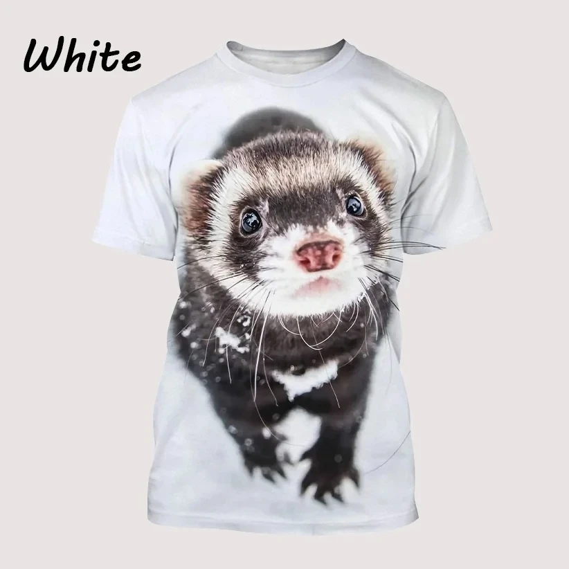 Summer Fashion Men's T-shirt Cute Ferret 3D Print Casual and Breathable Loose Sports Breathable and Comfortable Oversized Top