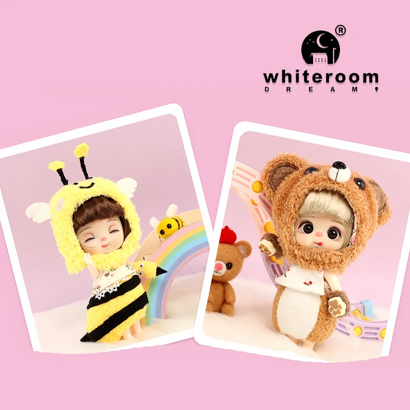 2024 New Mini Pocket Doll abbigliamento a forma di animale bambole simpatiche regali di festa per ragazze Dragon Panda Rabbit Little Bear Rainbow