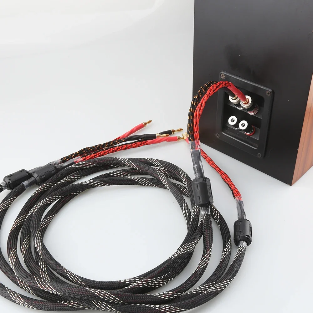 

One Pair Audiocrast HIFI speaker cable HI-End amplifier 4N OFC speaker cable with Banana plug