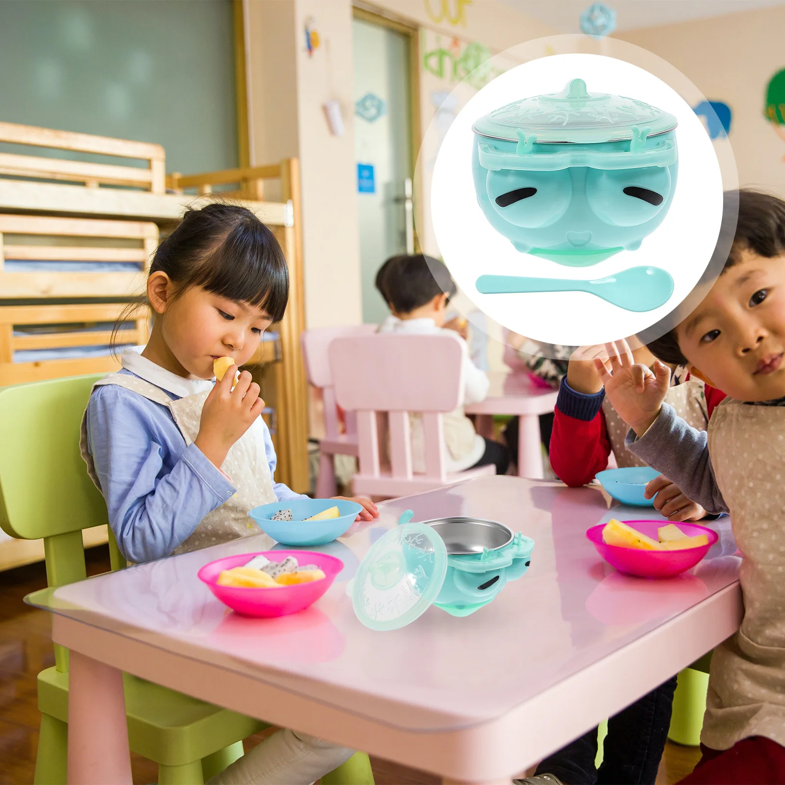 

1Pcs Baby Suction Insulation Bowl Stainless Steel Silicone Anti-Tip Feeding Container Infant Tableware Baby Food Bowl Portable