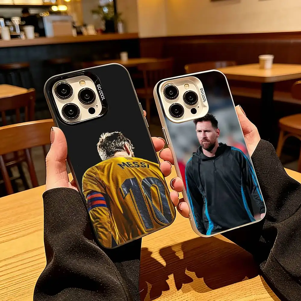 

Football player L-Lionel Messi Phone Case For iPhone 17,16,15,14,13,12,11 Plus,Pro Max,XS,Colored Silver Plated Inside Cover