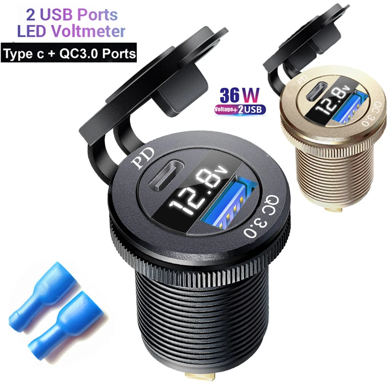 Voltmeter digital Car usb socket for cars 12 v 24V usb c qc3.0 adapter for audi a3 a4 a5 a6 a6 4g c7 b9 b7 q5 accessories