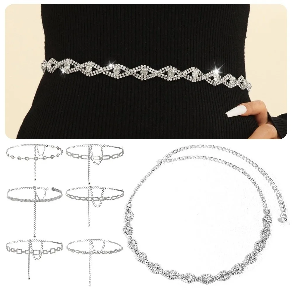 

Серебряный пояс-цепочка со стразами ​ Diamond-Like Sparkle ​ ​ Регулируемая посадка ​ ​ Блестящий кристаллический пояс ​ ​ Элегантный дизайн ​