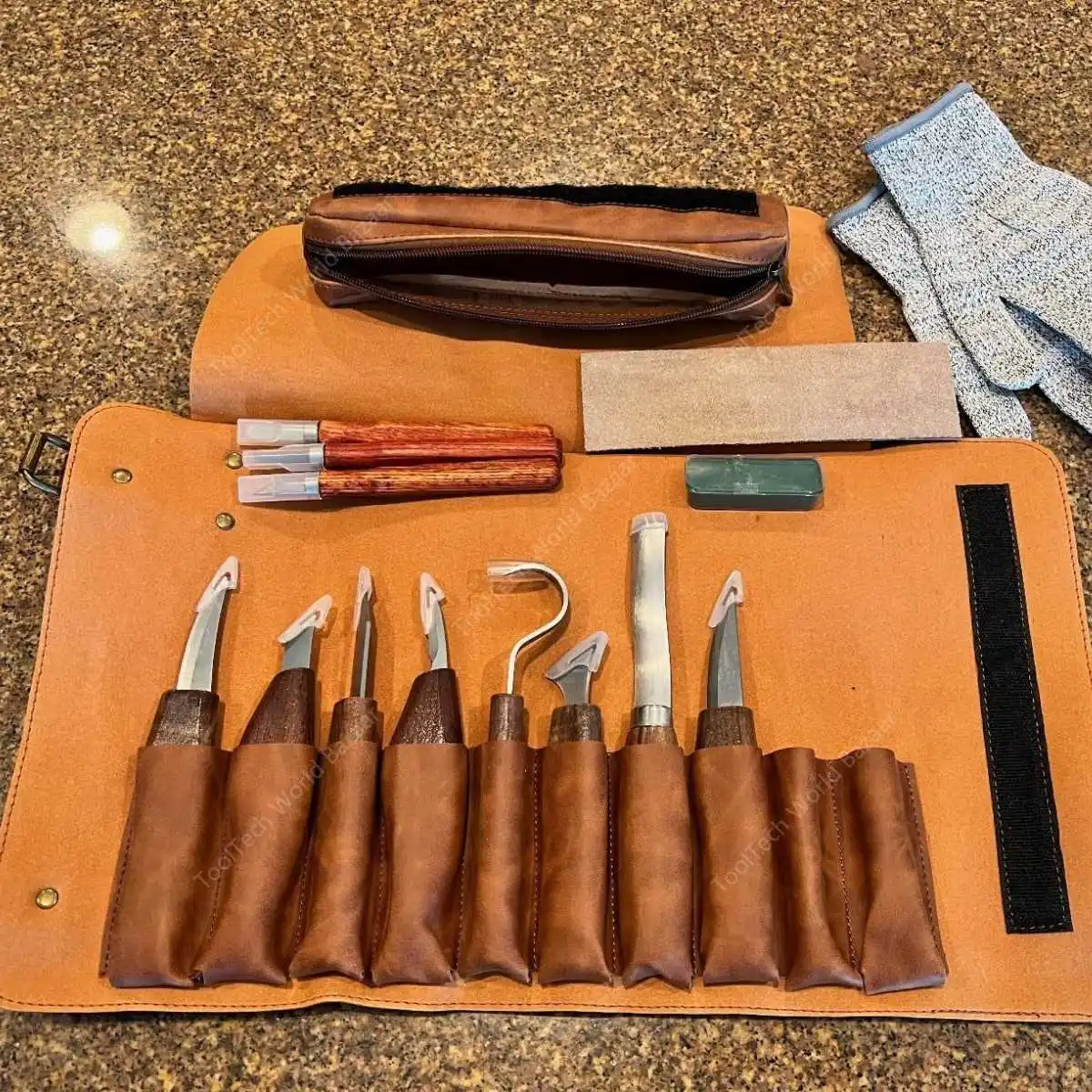 New carving knife kit woodworking wood carving beginner wood cutting tool storage bag pure leather