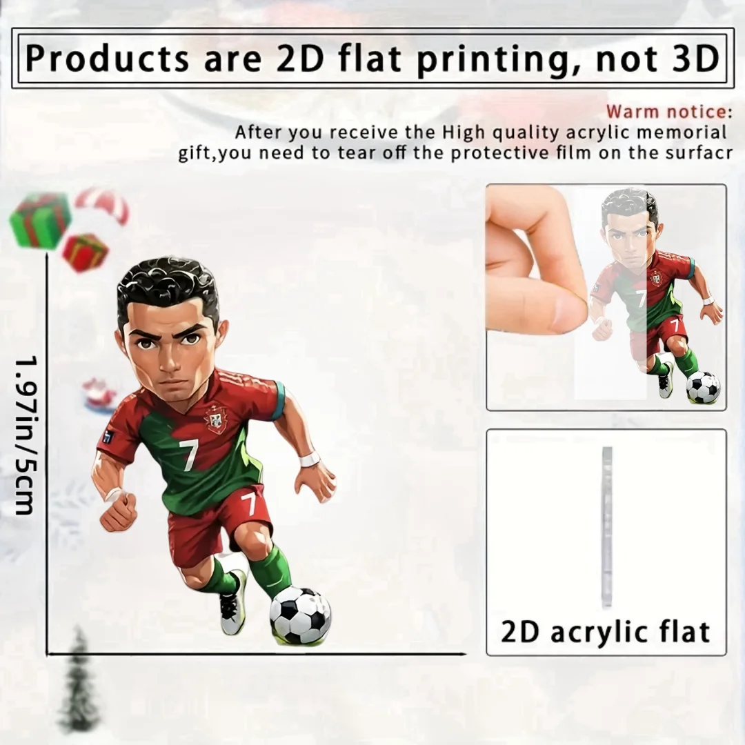 C Ronaldo Soccer Player Keychain 2D Acrylic Pendant Versatile Charm Decor for Car Mirror Backpacks Birthdays Festive Party Gift view 5