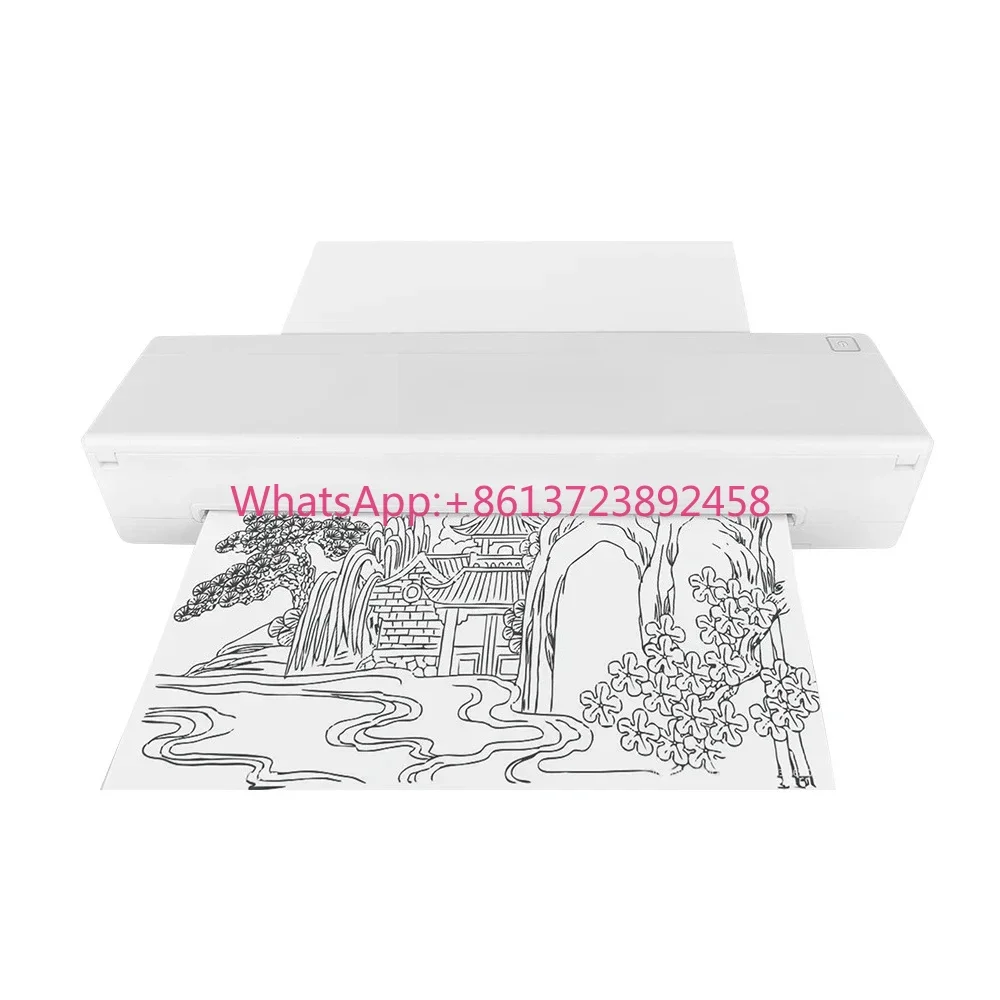 Portable Mini A4  Inkjet Printer Wireless for Travel Documents Photos USB Interface Color Style for Paper Material
