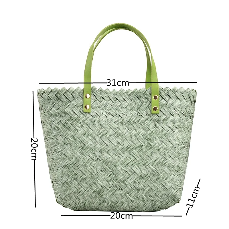 Summer Handmade Woven Basket Straw Bag Large Tote Bag Beach Seaside Holiday Casual Shoulder Bag Daily Shopping Bag Female 2022