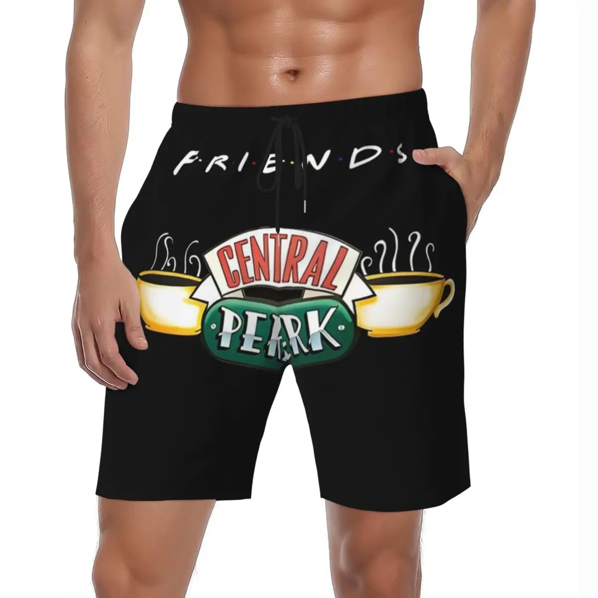 

Друзья ТВ-шоу Плакат Спортивные шорты Летняя программа Мультяшные спортивные пляжные шорты для серфинга Мужские быстросохнущие стильные пляжные плавки больших размеров