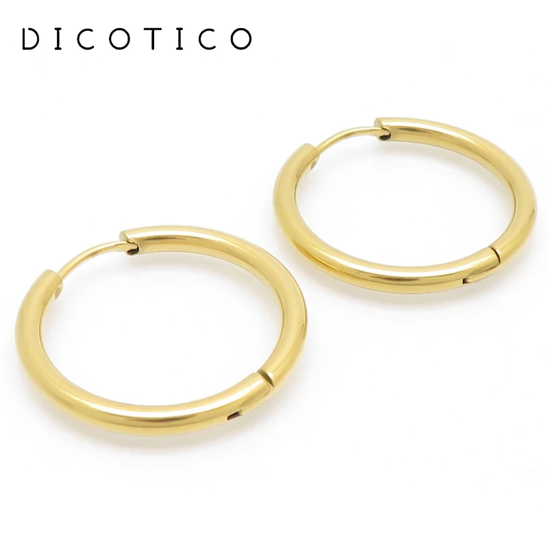 Simple Stainless Steel Hoop Earings For Women Men Gold Silver Color Round Dangle Dangle Earrings Female Wedding Party Jewelry