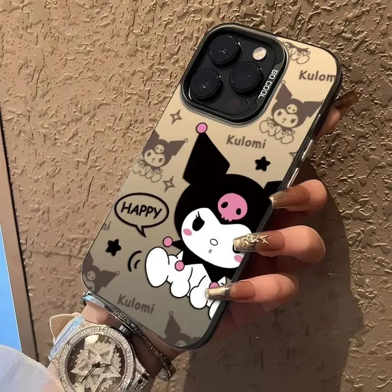 Sanrio Kurome чехол для телефона Iphone 15/15Por/15pormax/14/13/12/11 милый Kawaii мягкий клей все включено мультфильм анти-Осень новинка 2024