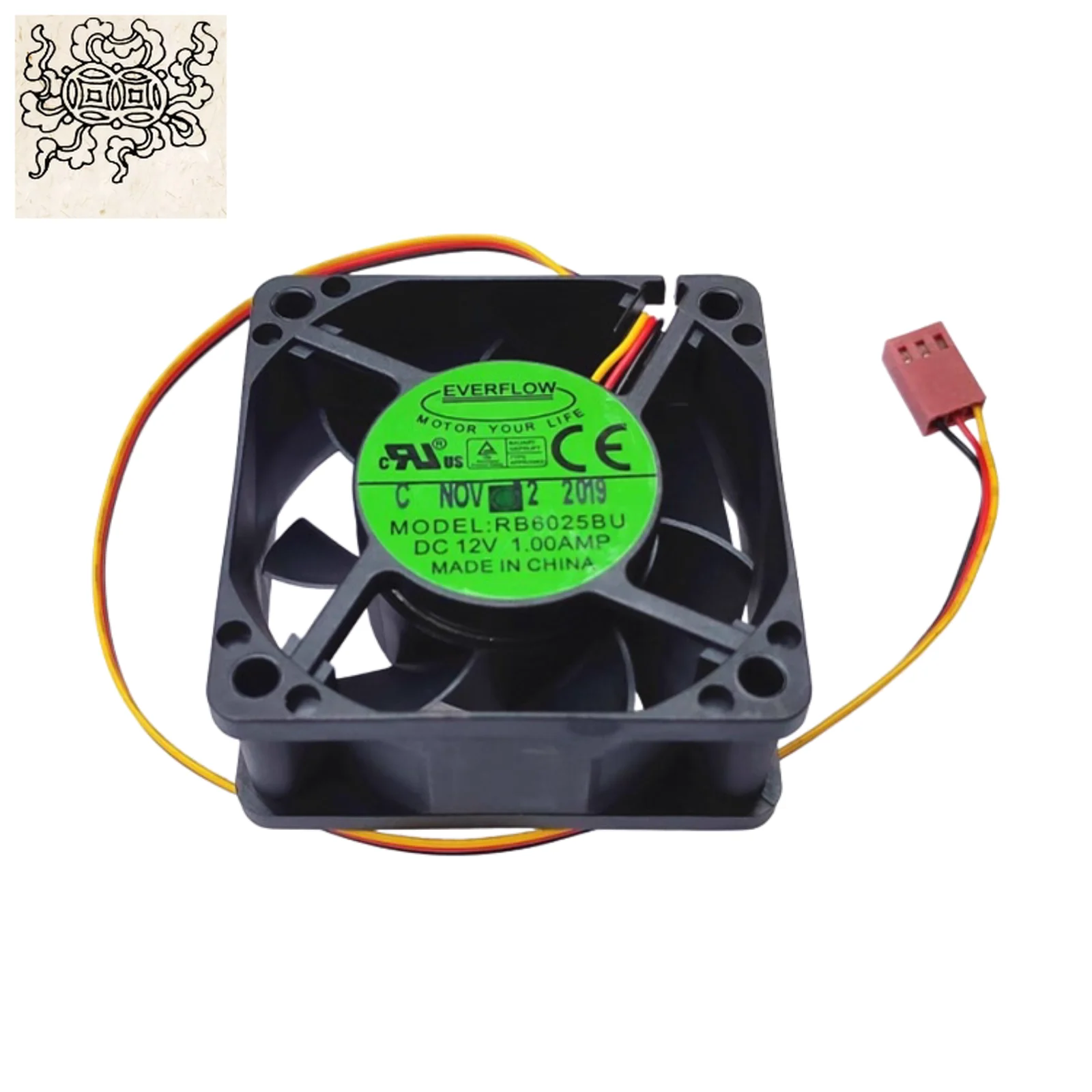 

Jinlingge for EVERFLOW RB6025BU 6025 6CM DC 12V 1.0A Dual Ball Bearing High-Speed Cooling Fan