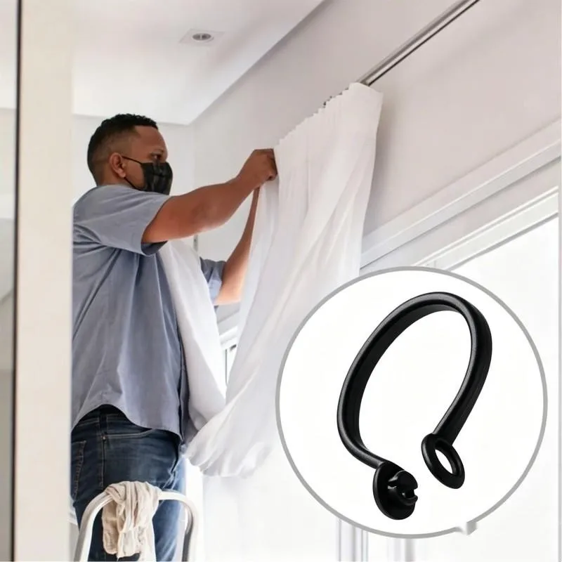 41 pcs Easy Open Close Design 47mm Open Curtain Rings, great for Bedroom Bay Window, No Rod Removal Needed, Black