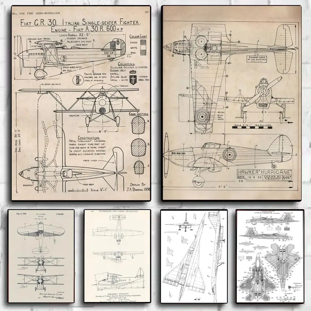 

Aircraft Structure Poster HD Art Sticky Wall Waterproof Home Living Room Bedroom Bar Aesthetic Decoration