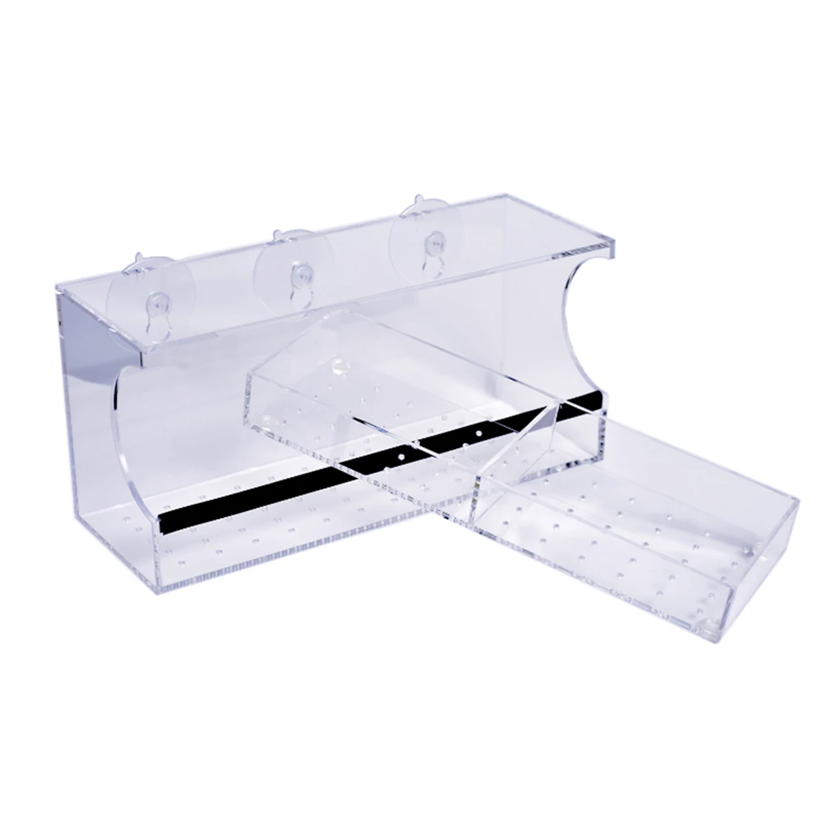 

Clear Suction Cup Bird Feeder Acrylic Window Feeding Station Wild Bird Feeders Extra Thick Durable 4 Cups Capacity Removable
