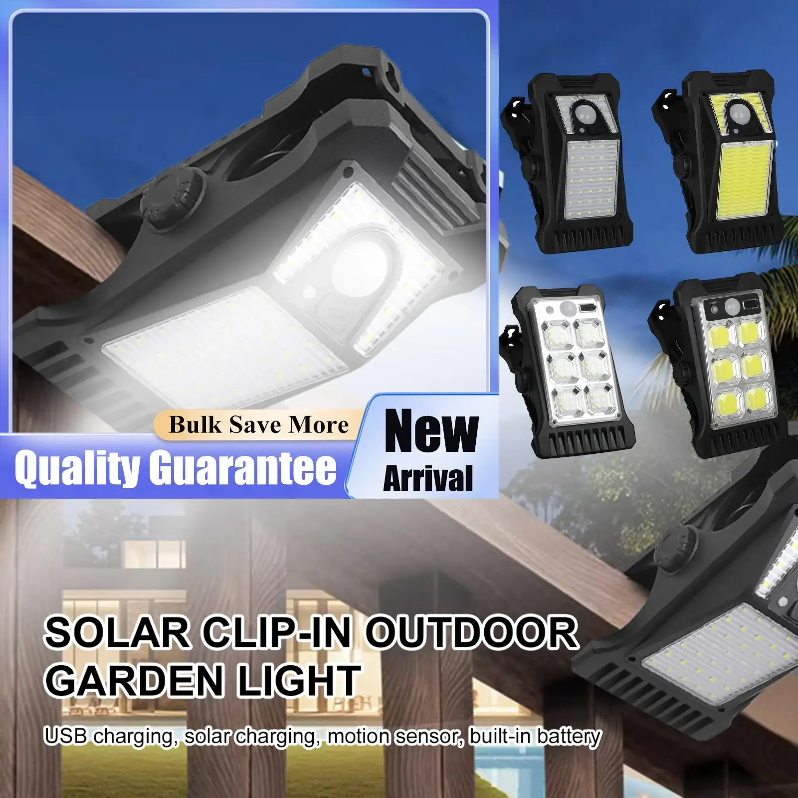 LED Solar Lights Waterproof LED Solar Motion Sensor Lights Portable Safety Wall Lights USB Charging Outdoor Clip On Solar Lamp