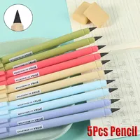 5Pcs Inkless Pencil Unlimited Writing No Ink HB Eternal Pen Sketch Drawing Pencil Set Kid Stationery School Office Supplies