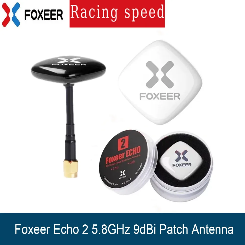 Foxeer Echo V2 2 5.8GHz 9dBi Patch Antenna LHCP RHCP for RC Airplane FPV Racing Freestyle Drones VTX VRX Goggles Monitor