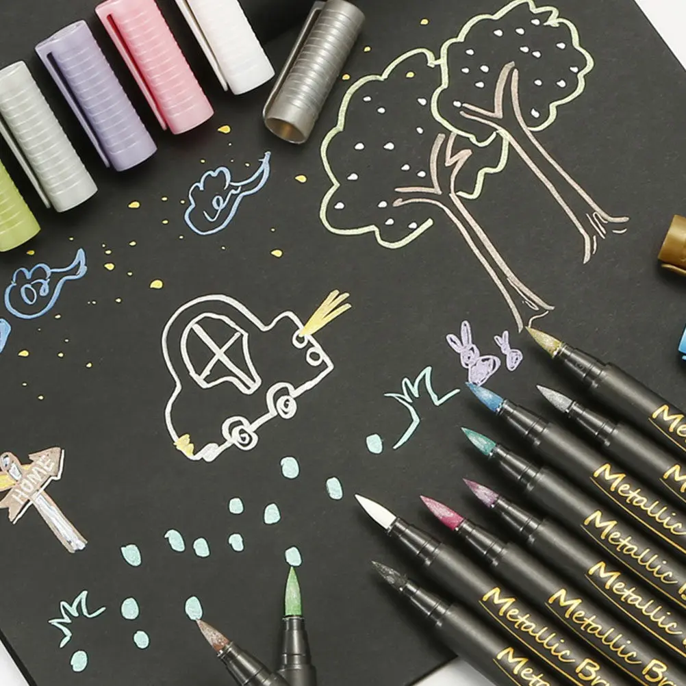 

10Pcs Metallic Markers Set Colorful Paint Markers Professional Ergonomic Design Smooth Writing Sketching Illustration Graffiti