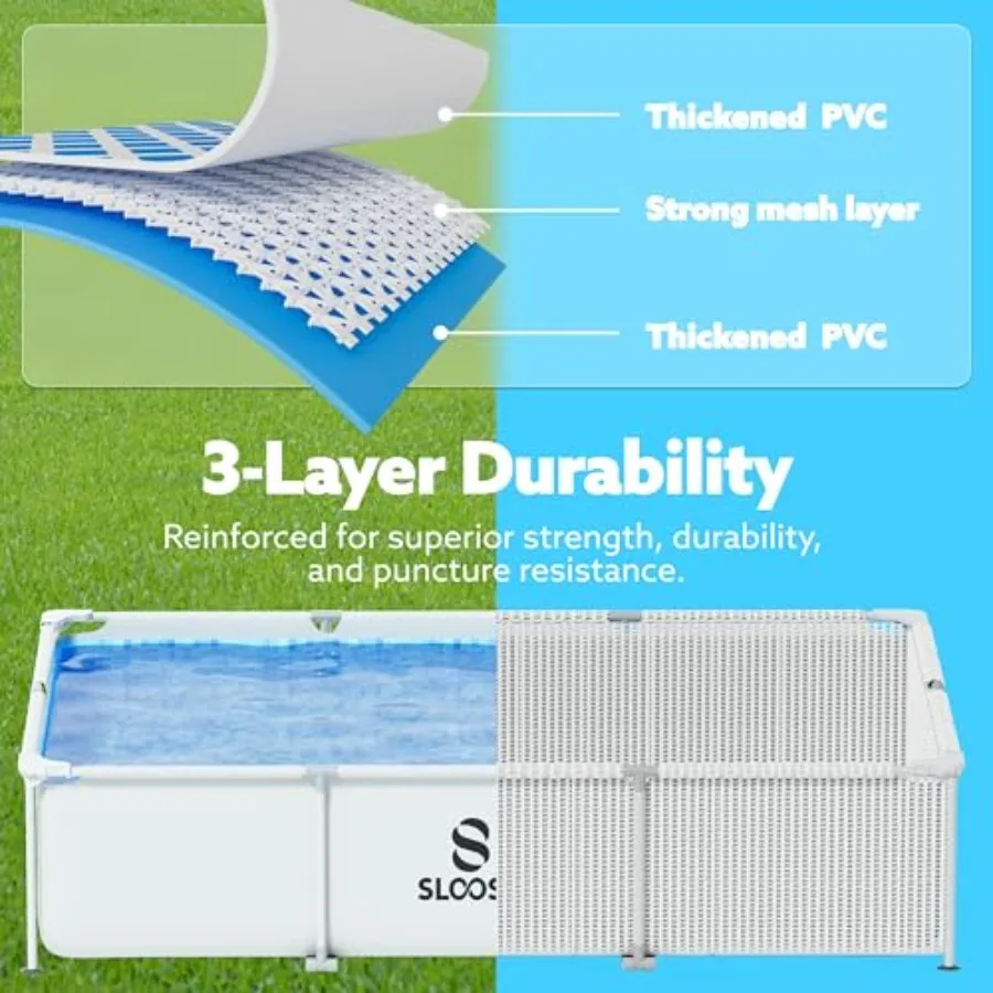 Piscine rectangulaire hors sol-10 pieds x 6,8 pieds x 26 pouces, cadre extérieur, ensemble de piscine hors sol, piscine Kiddie pour adultes avec