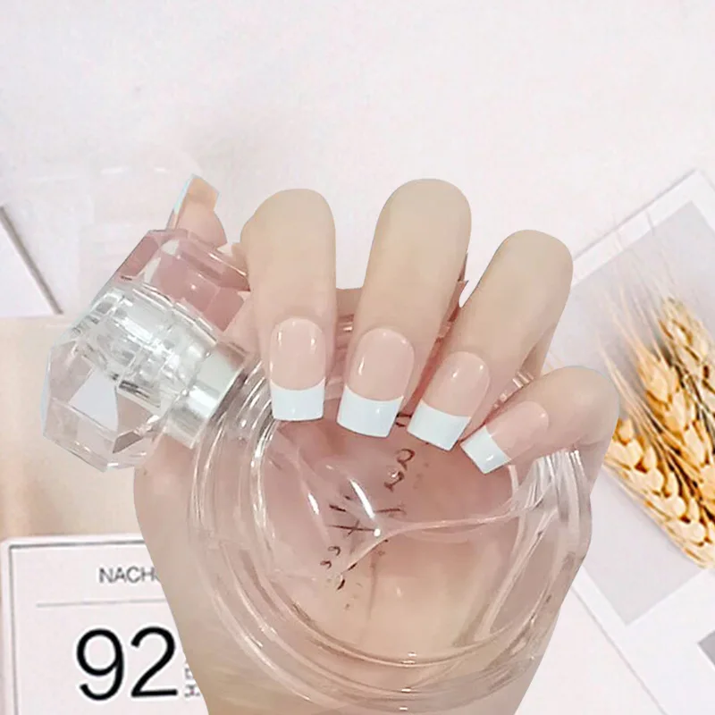 

2026 New Simple 24-Piece Creamy French Short Wearable Nail Tips, Reusable