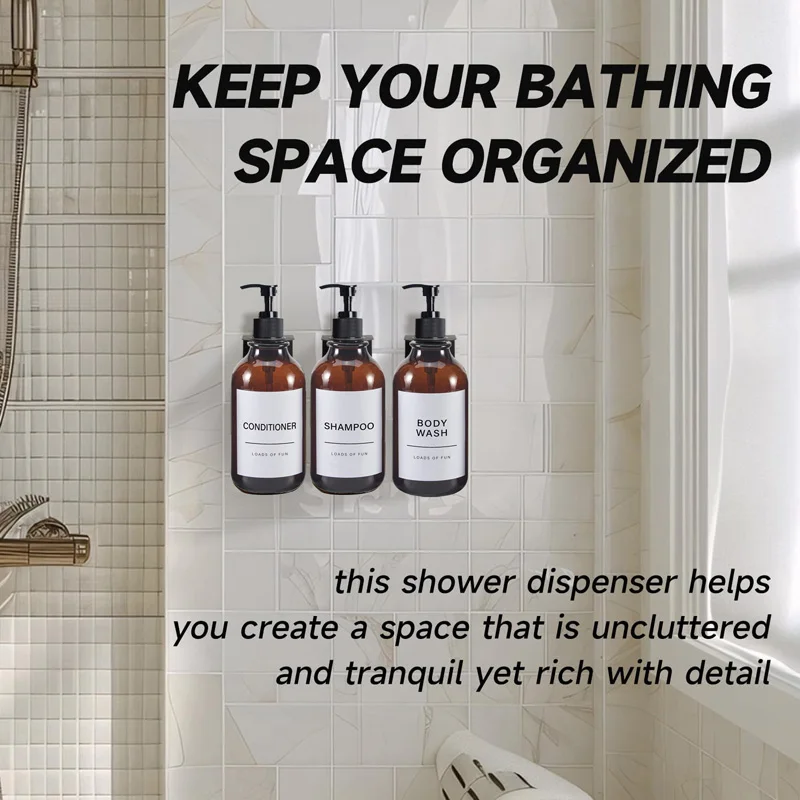 

500ml Soap Bottle Set with Label Stickers Shower Gel Household Shampoo Dispenser Liquid Container Bathroom Kitchen Accessories