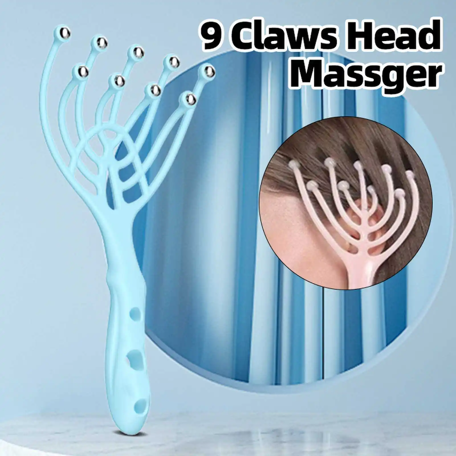 

Head Massger 9 Claws Streamlined Ball Hair Scalp Massage Roller Scratching Relaxation Stress Relief Aid Hand Held Tool