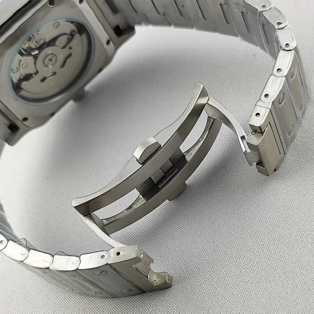 Orologio NH35 con cassa quadrata, orologio da uomo con fibbia pieghevole, quadrante romano S, orologio meccanico in acciaio inossidabile, adatto al movimento NH35