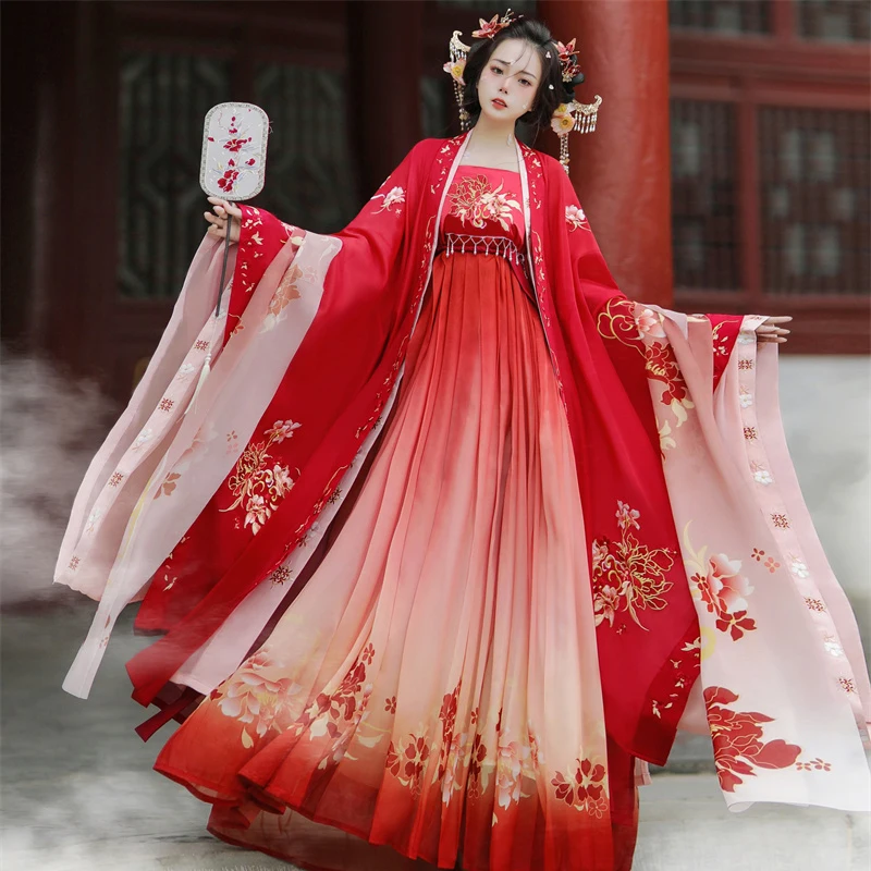 

NT20 2024 New Tang Dynasty Hanfu Women's National Color Tianxiang Red Wedding Dress Improved Flower Wedding Dress y11