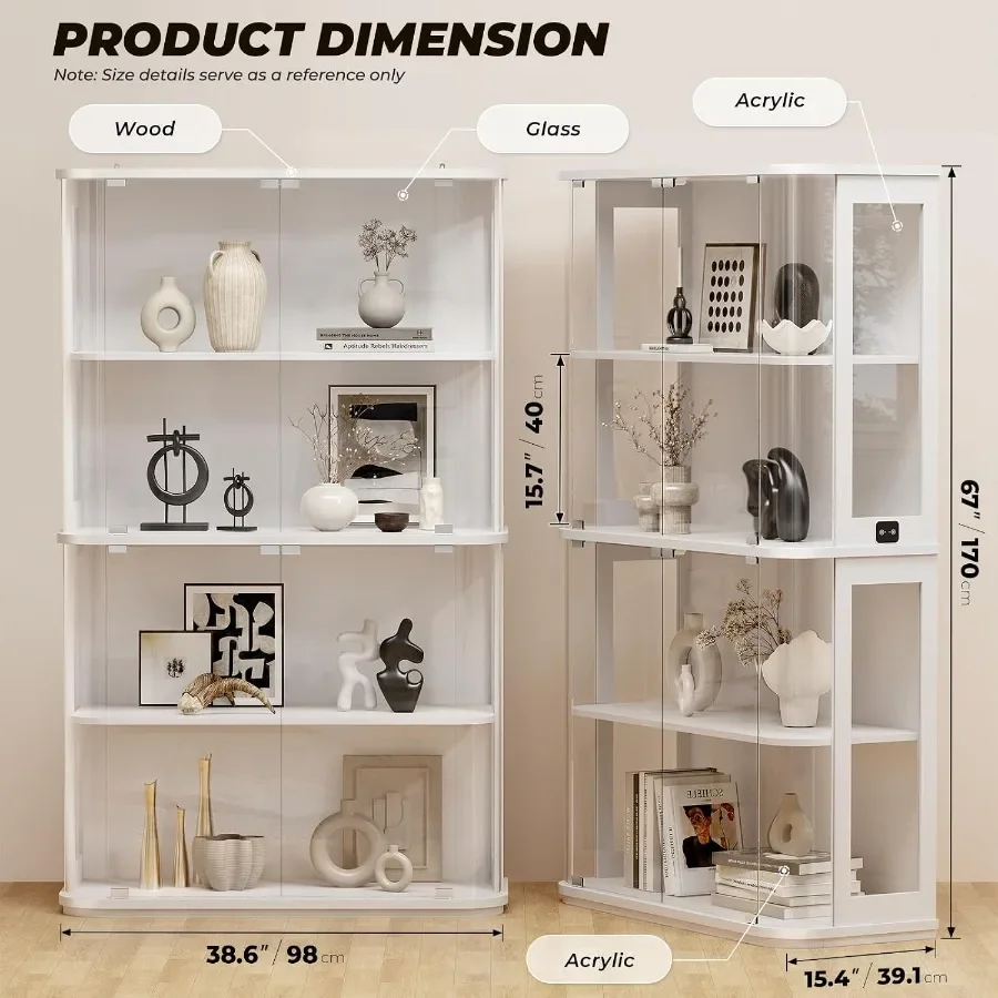 Rounded Display Cabinet with Glass Door and Lights view 2