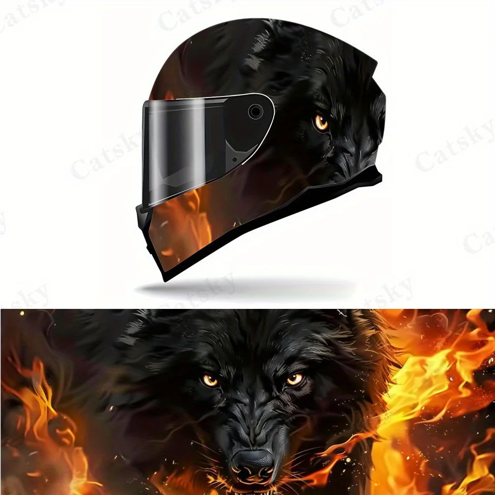 

Burning Wolf Helmet Sticker - Made of High-quality PVC, Realistic Details of Flame Wolf, A Must-have for Motorcycle Helmets To E