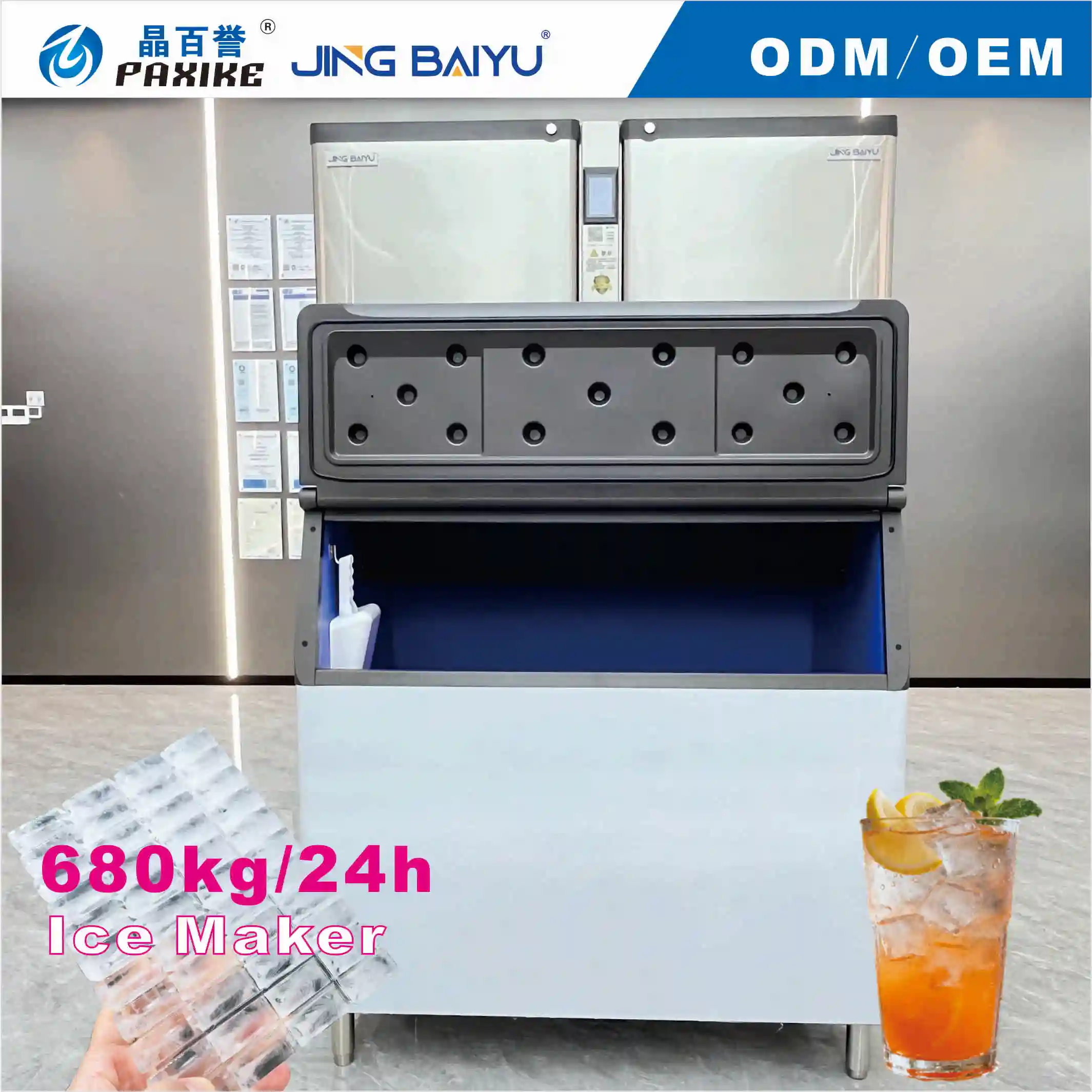 650kg 860kg Semi-square Ice Machine Water Cooled Air Cooling Fully Automatic Ice Maker for Hotel Kitchen Supplies