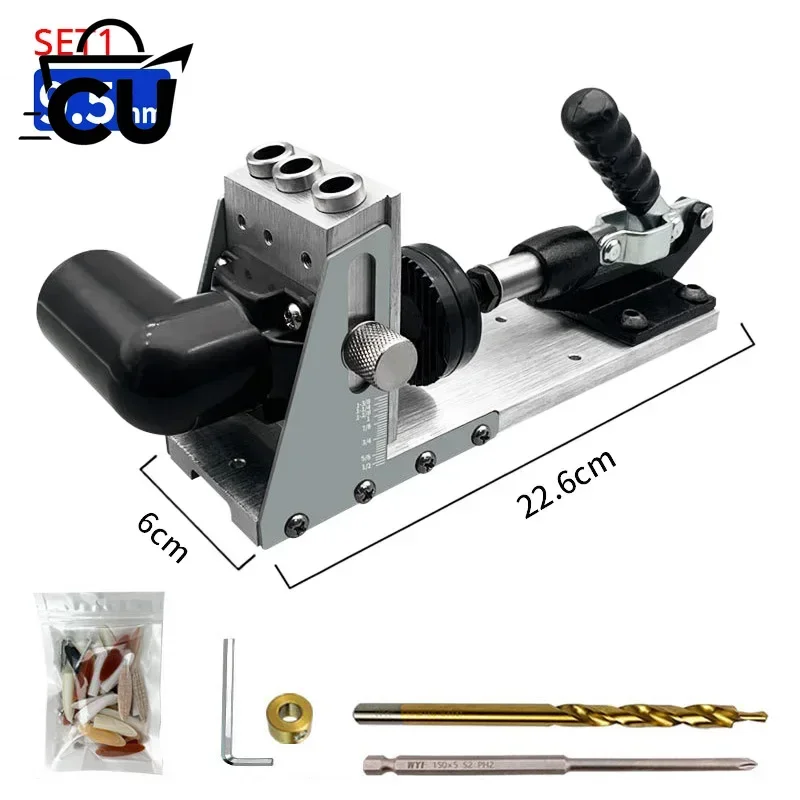 Pocket Hole Jig Kit with 15-Degree Angle Guide & Built-In Dust Collection for Strong Woodworking Joints