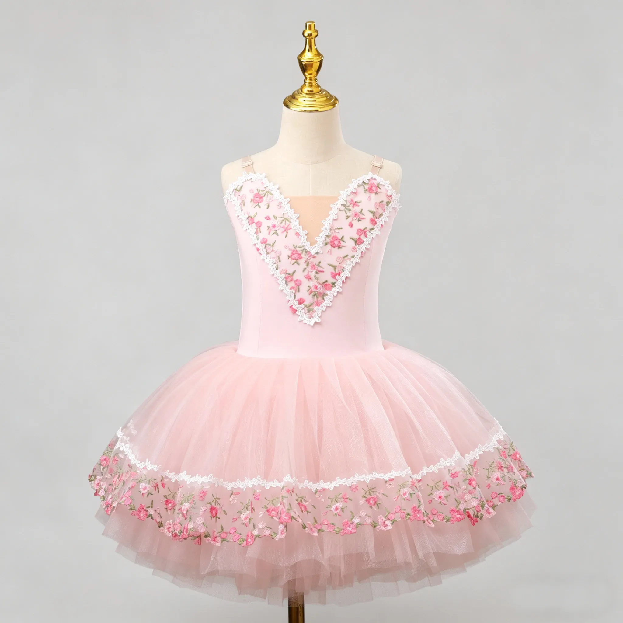 

Женское романтическое балетное платье-пачка с цветочным узором для девочек, костюмы для выступлений в стиле «Лебедь», тюлевое платье, праздничные платья, сценическая одежда